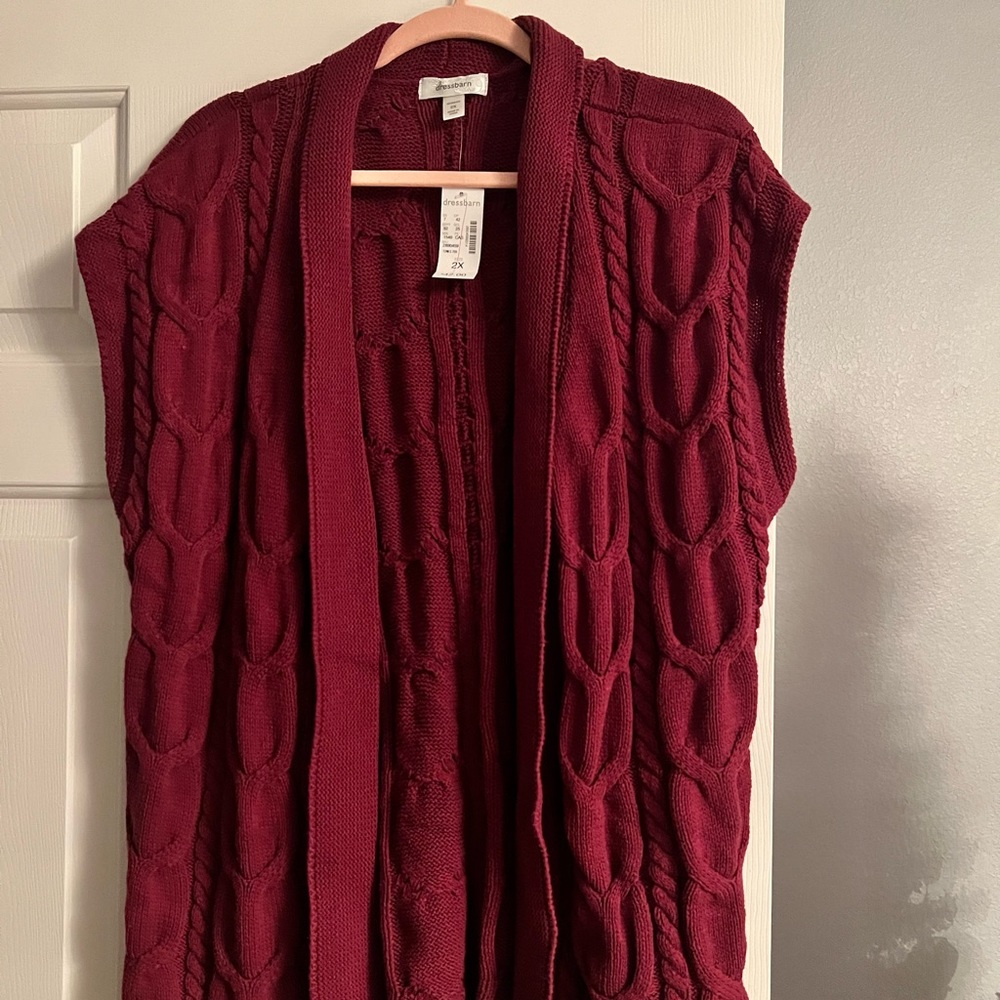 Cap sleeve, shawl collar long line cable cardigan